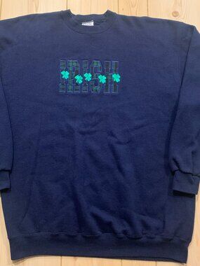 Vintage 90s Irish Ireland Shamrock Four Leaf Clover St Patrick's Sweatshirt XXL